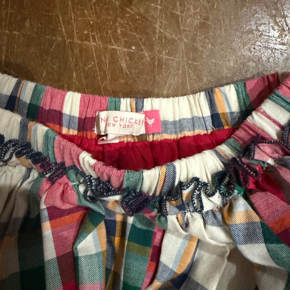 Pink Chicken Plaid Twirl Skirt in Red, Green, Navy, Cream - Picture 3 of 3